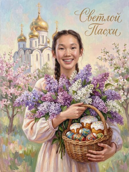 Пасха промпт генерация киберы нейросеть открытка