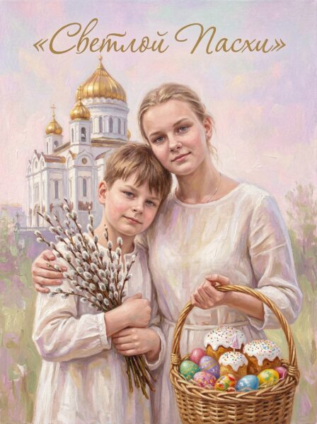 Пасха промпт генерация киберы нейросеть открытка